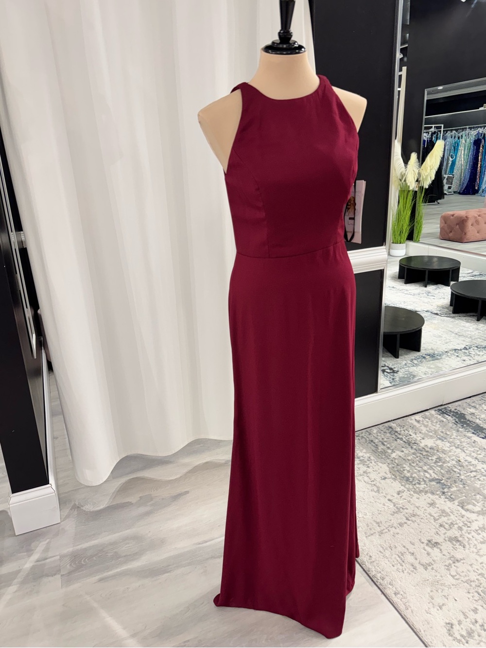 Elegant Burgundy Evening Gown
